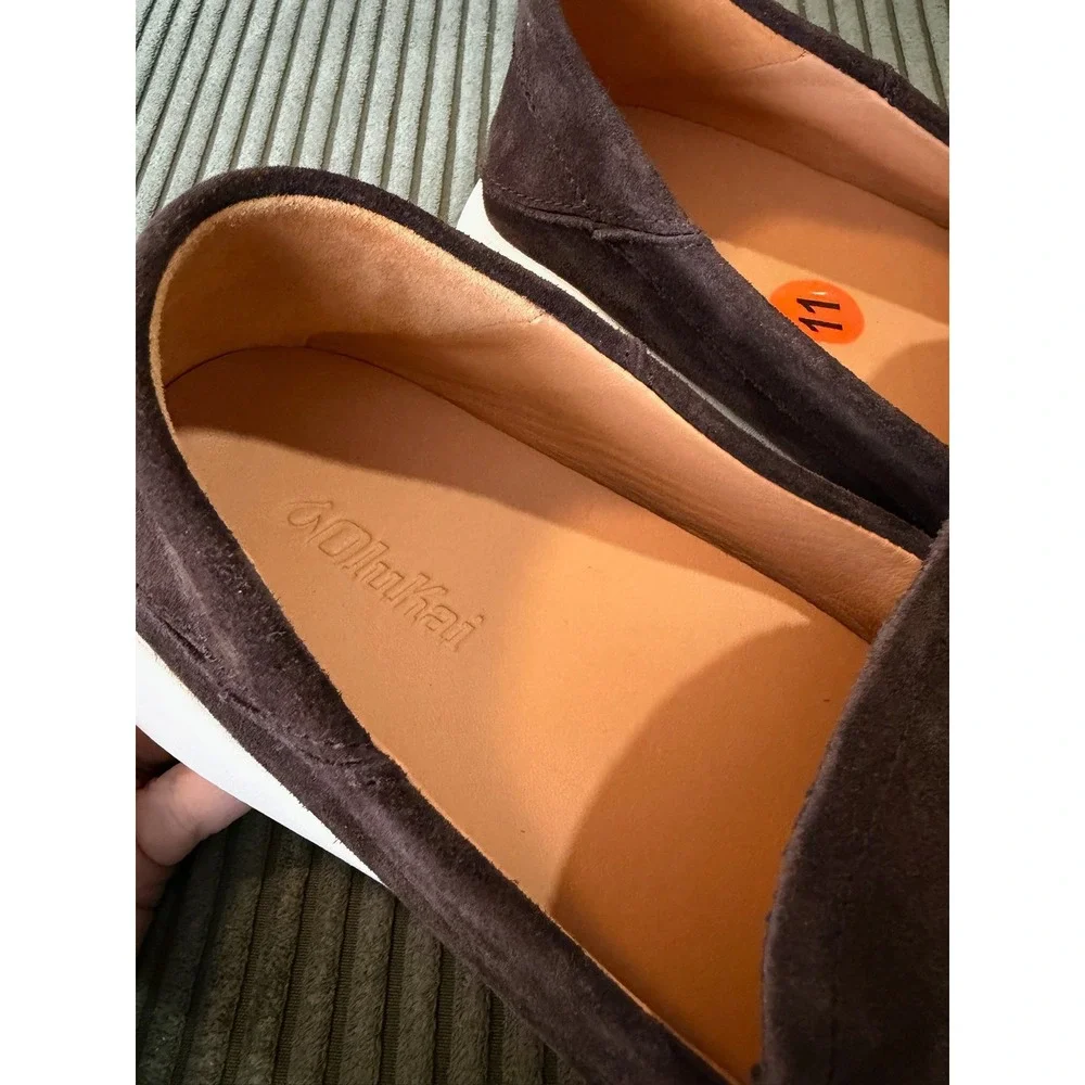 OluKai Ka'a Loafer Mens 11 Dark‎ Brown Suede Slip On Shoes 10535-6363 EU 44